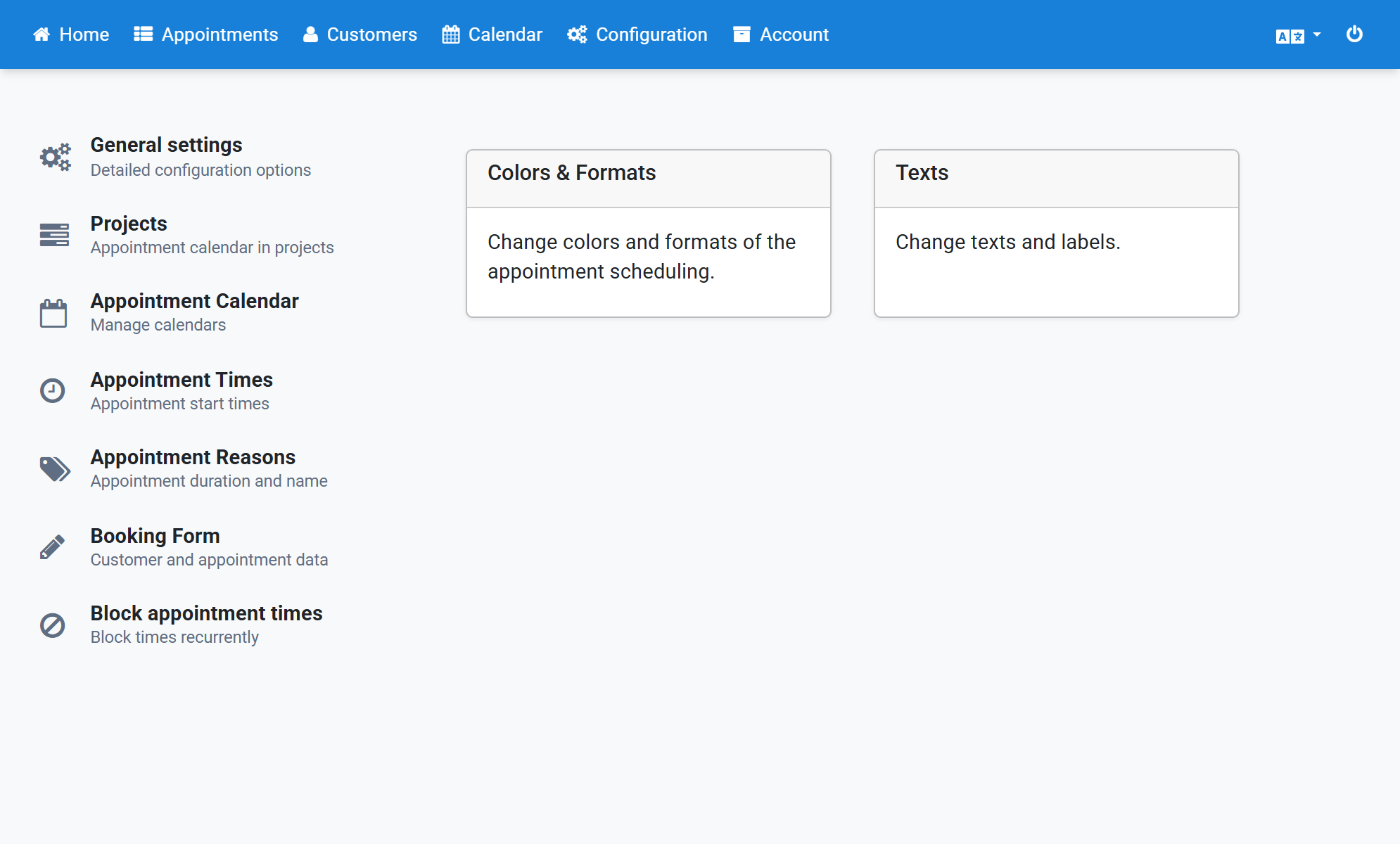 Go to Configuration, then Appointment Calendar