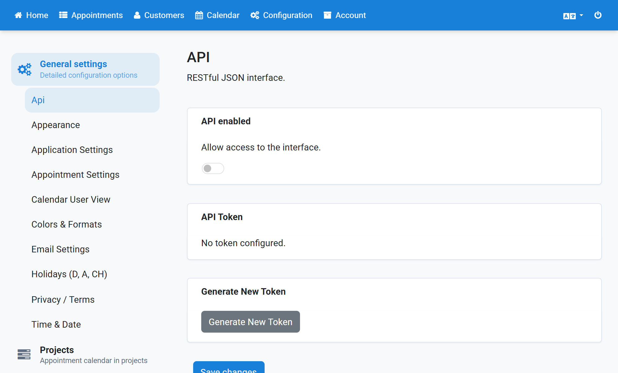 Switch on API enabled
