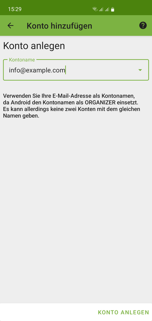 Tap Create account
