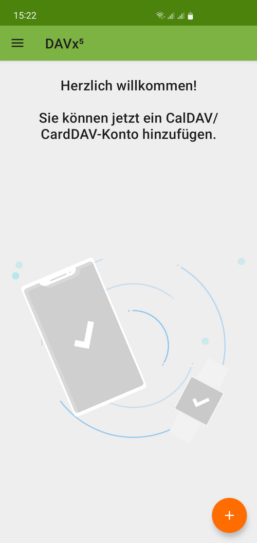 Open DAVx5 on your smartphone and tap the plus sign to add a new account