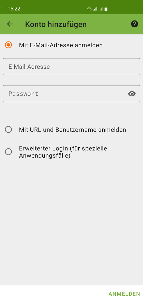 Select Login with URL and user name