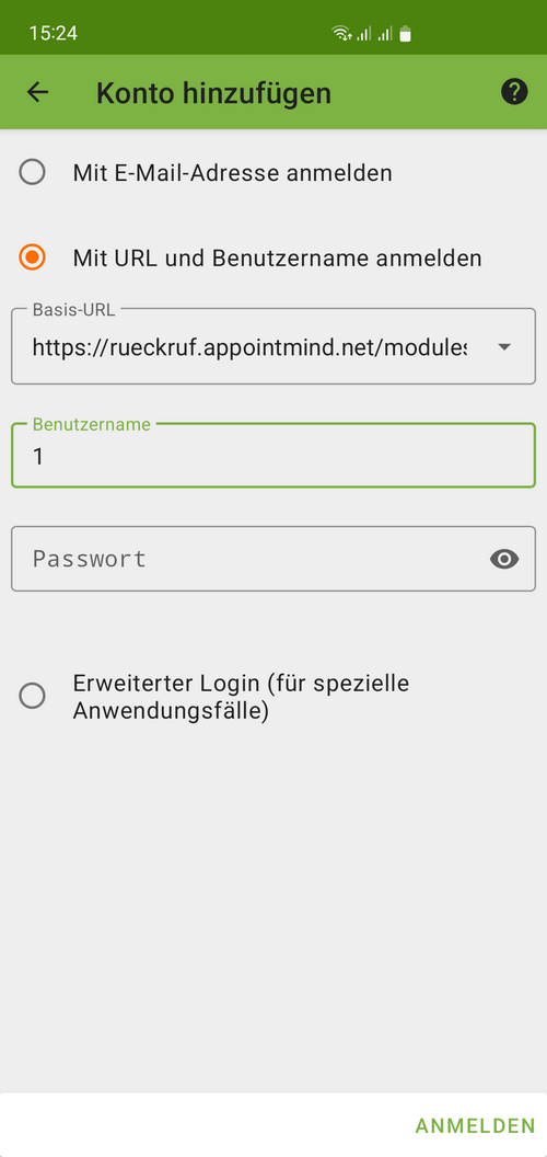 Paste the user name into DAVx5