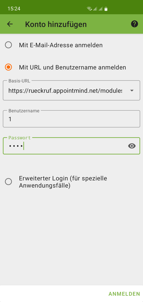 Enter the same password in DAVx5