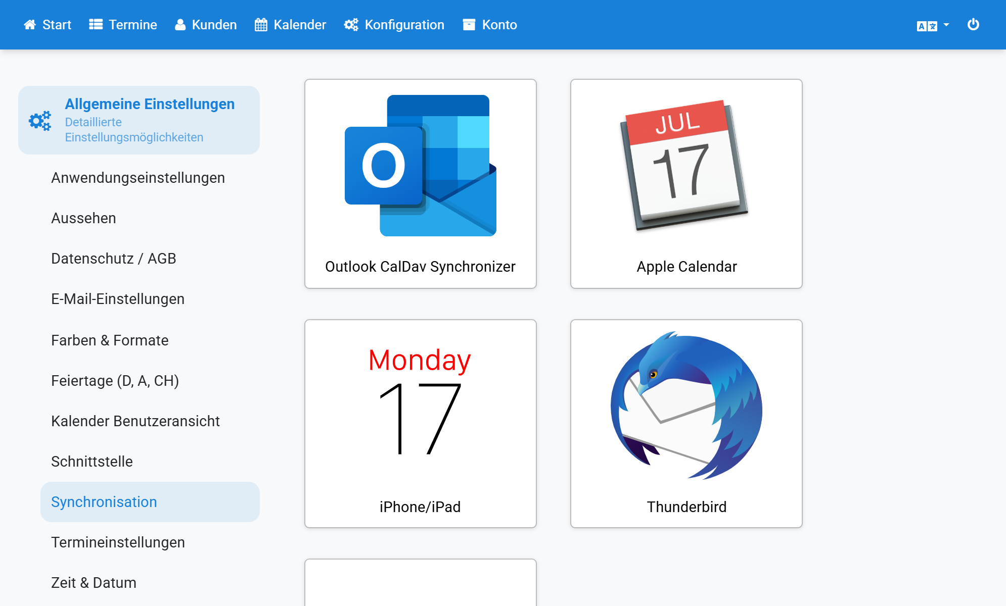 Select Apple Calendar under Synchronization