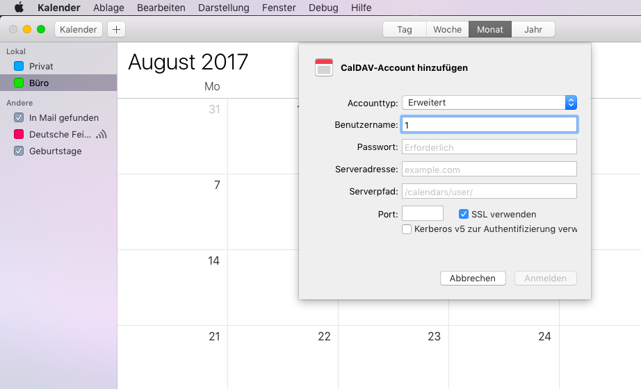 Paste the user name into Apple Calendar