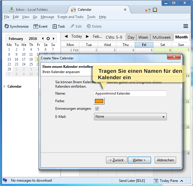 4. Select CalDAV as the format and enter the calendar URL under Location