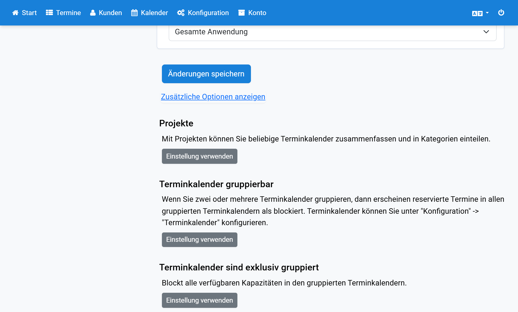 For Projects, click Use setting