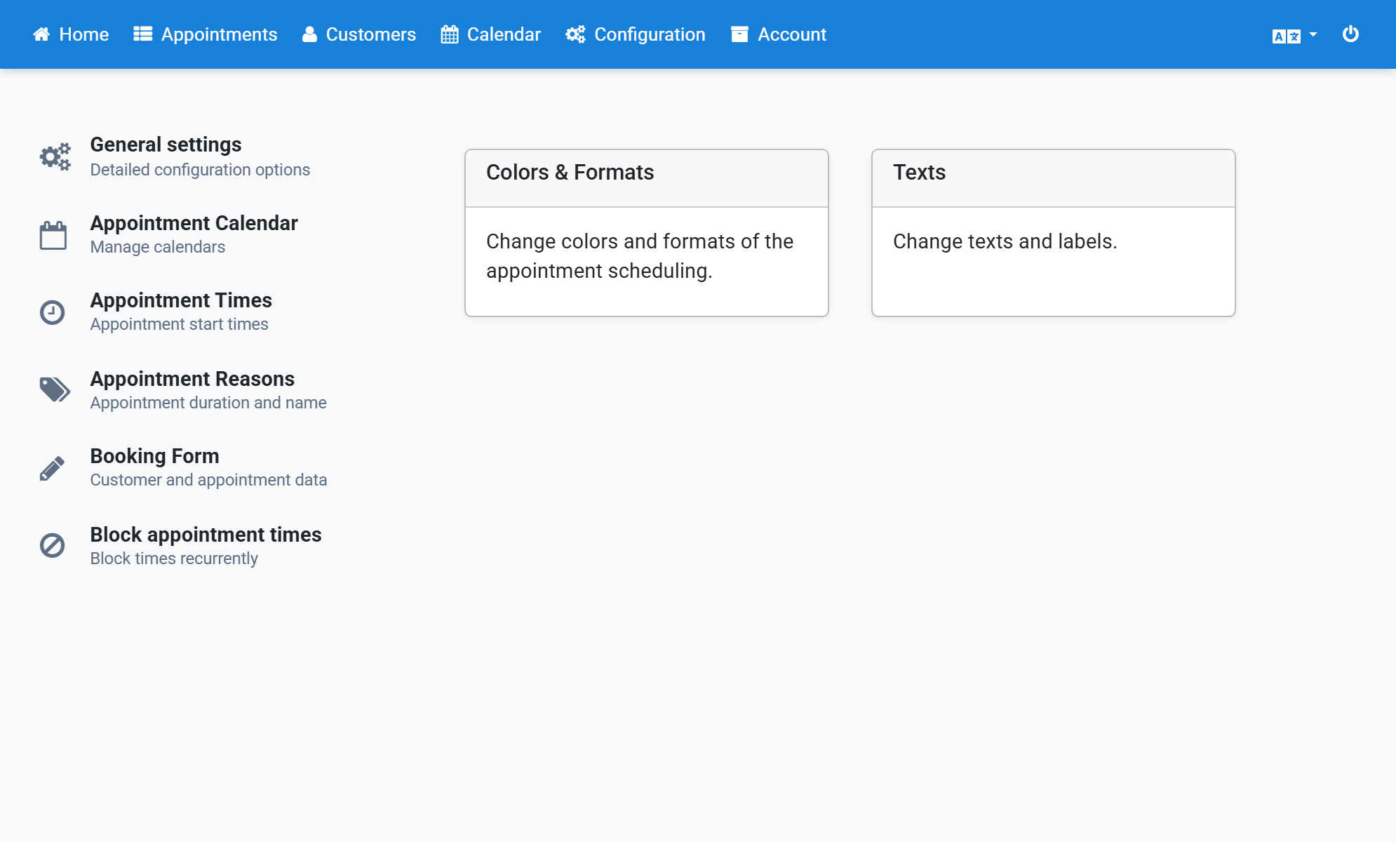 Click Configuration in the navigation bar