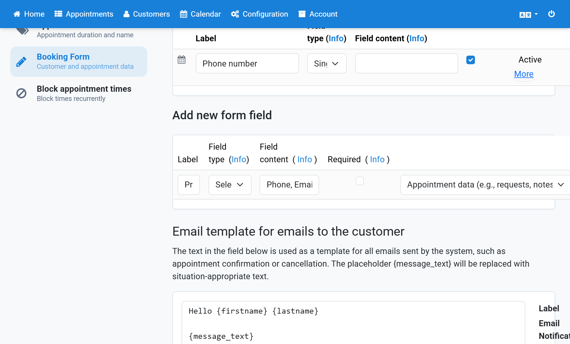 Create a selection field with three options