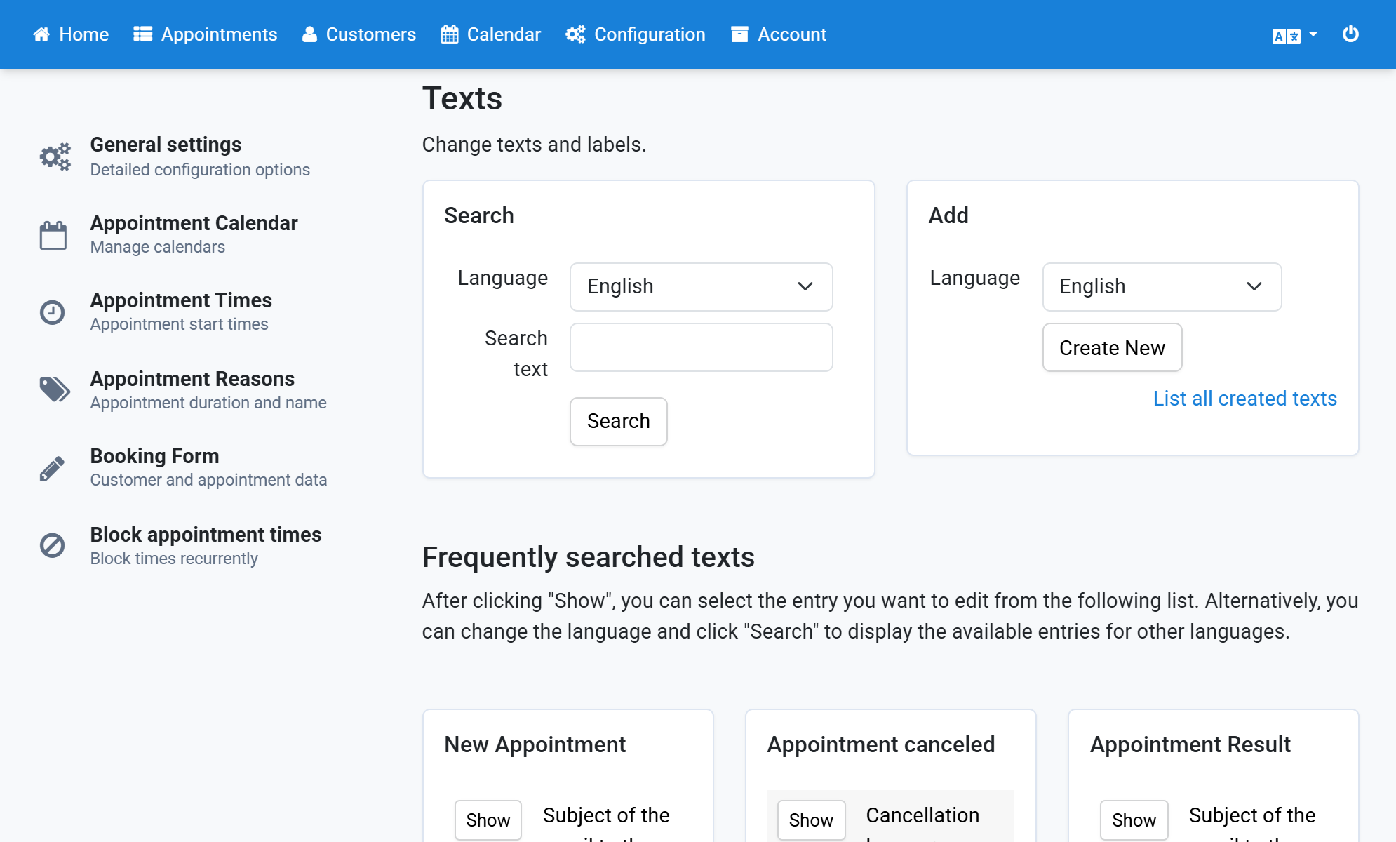 Select English as the language in the right box and click Create New