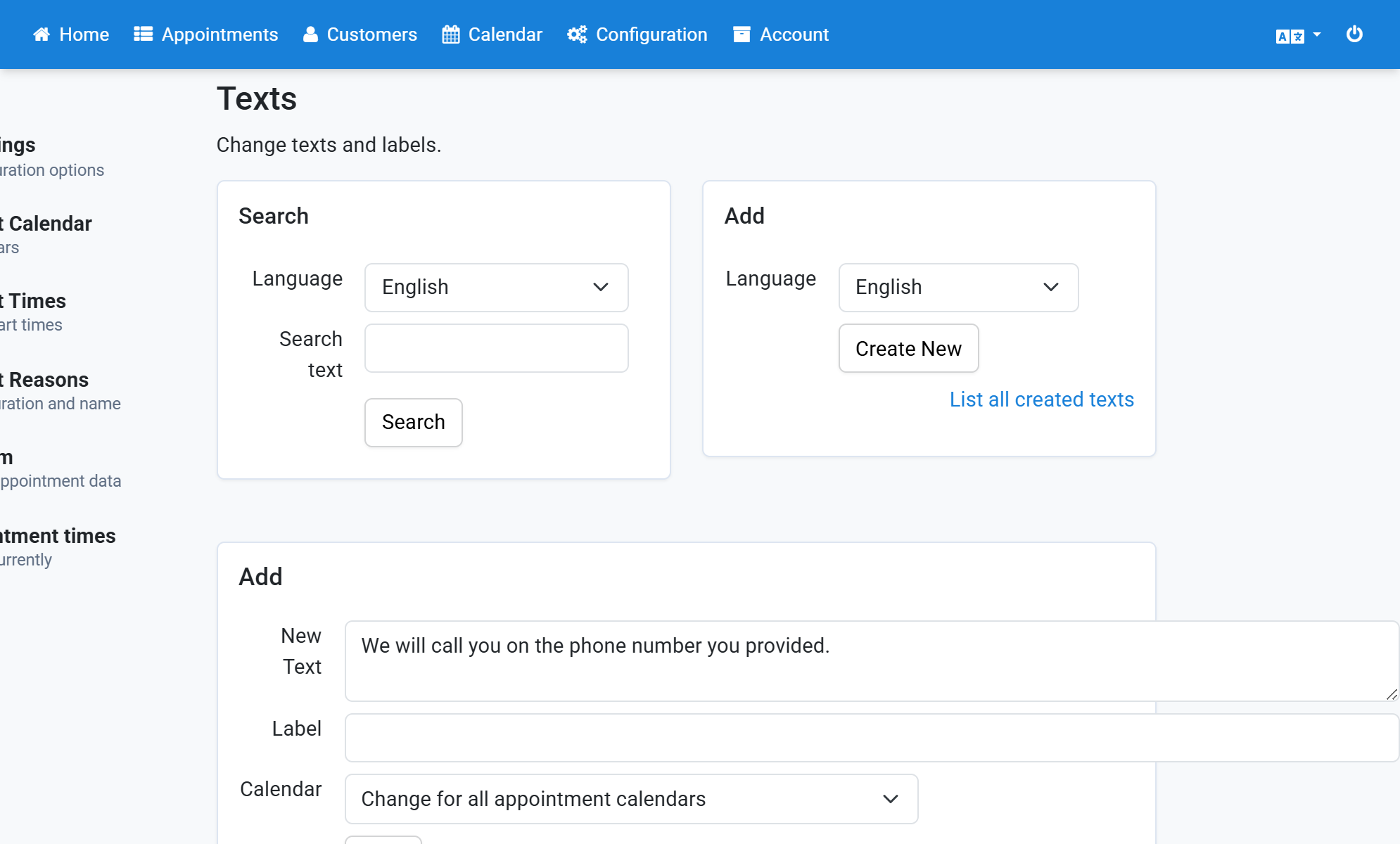 Enter the text that should appear in the email under New Text