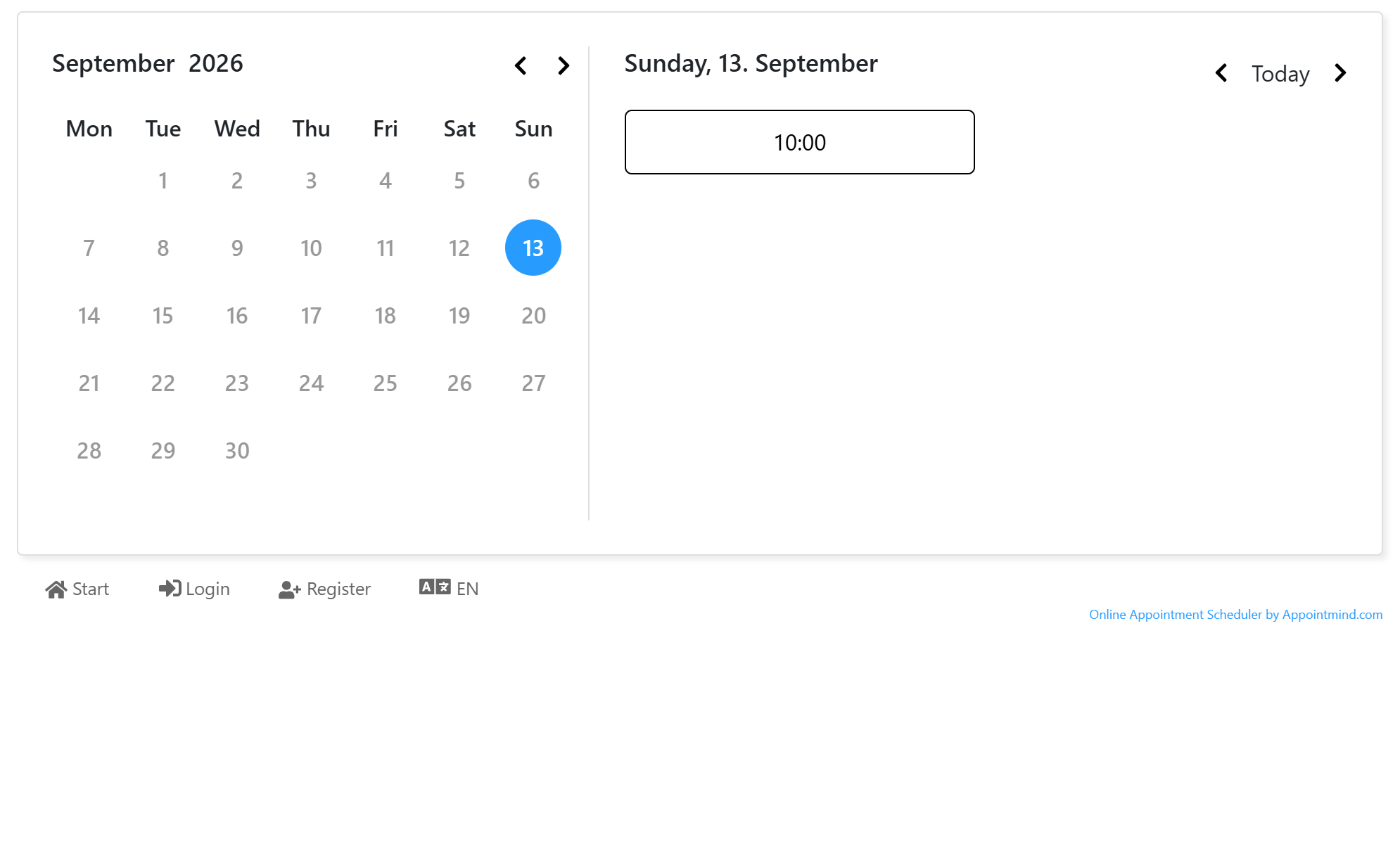 The timeslots are now available in the frontend calendar