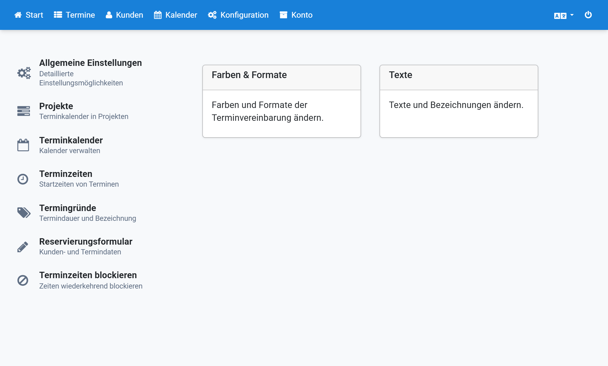 Click Appointment reasons in the submenu