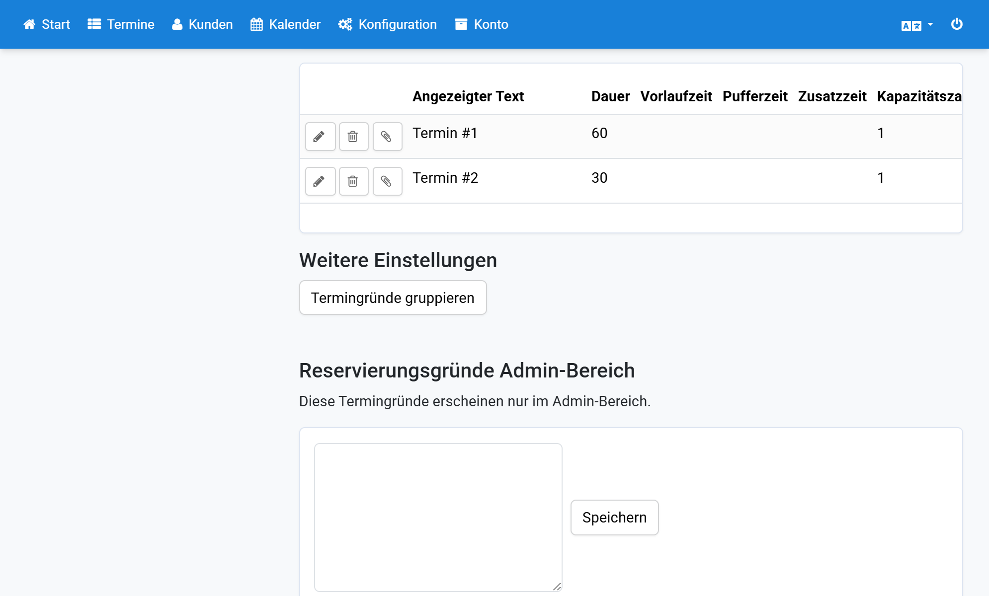 Scroll down and click Group appointment reasons
