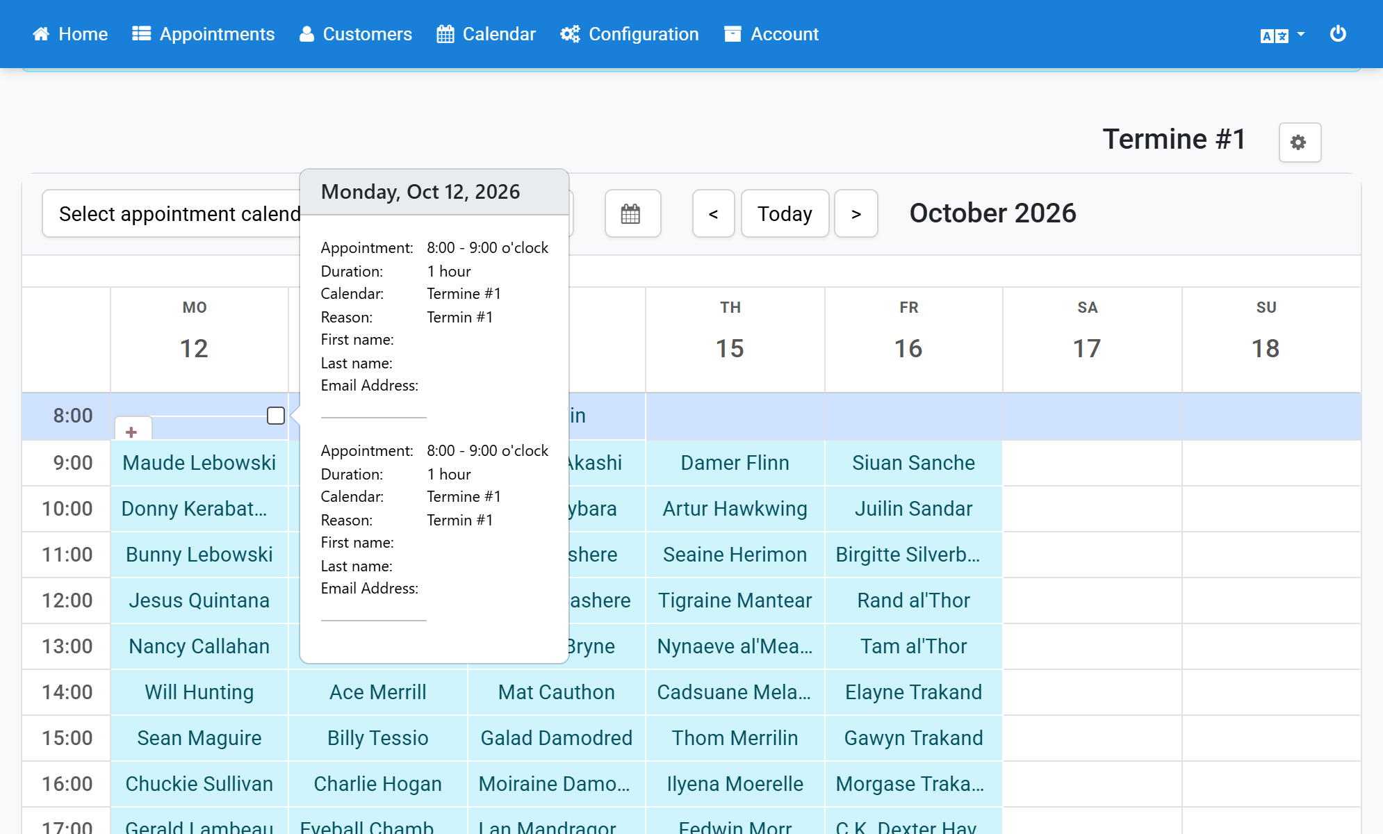 Choose a day and a time and click the plus sign