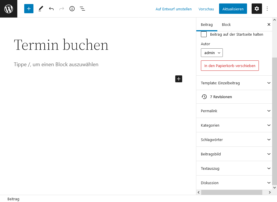 Create a new post and add a new element