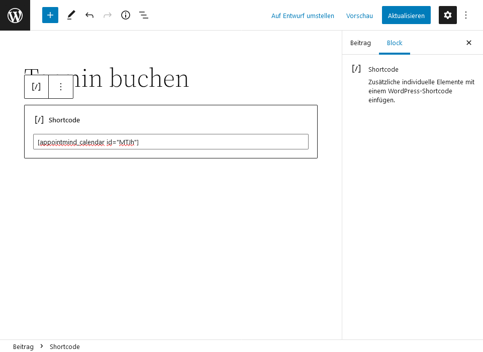 Paste the shortcode into WordPress and save the post